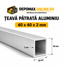 Teava patrata aluminiu 40 x 40 x 2 mm, 6 metri (EN AW-6060)